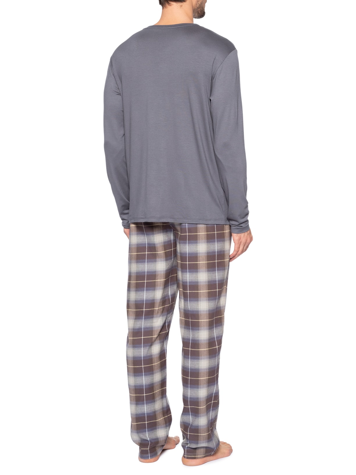 Pijama Masculino Manga Longa Com Calça Bolsos Flanela – Cinza Calvin Klein Underwear