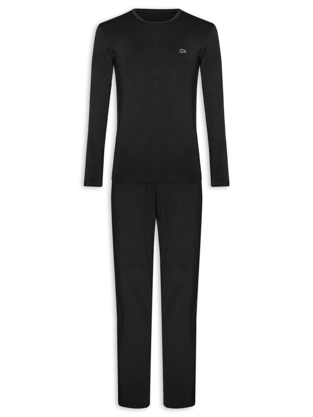 Pijama Masculino Manga Longa Com Calça CK Modal Preto Calvin Klein Underwear