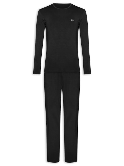 Pijama Masculino Manga Longa Com Calça CK Modal - Preto