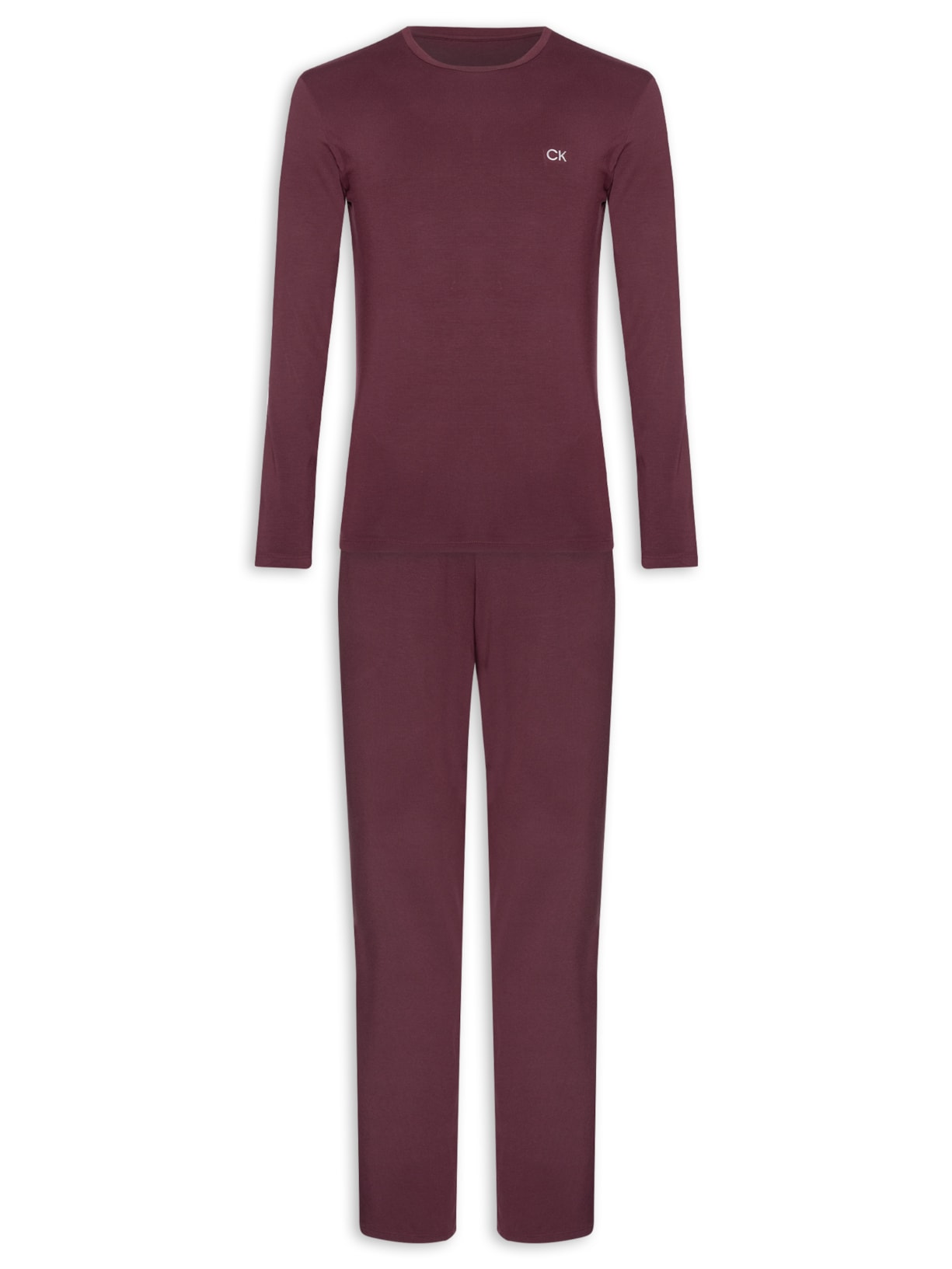 Pijama Masculino Manga Longa Com Calça CK Modal - Vermelho