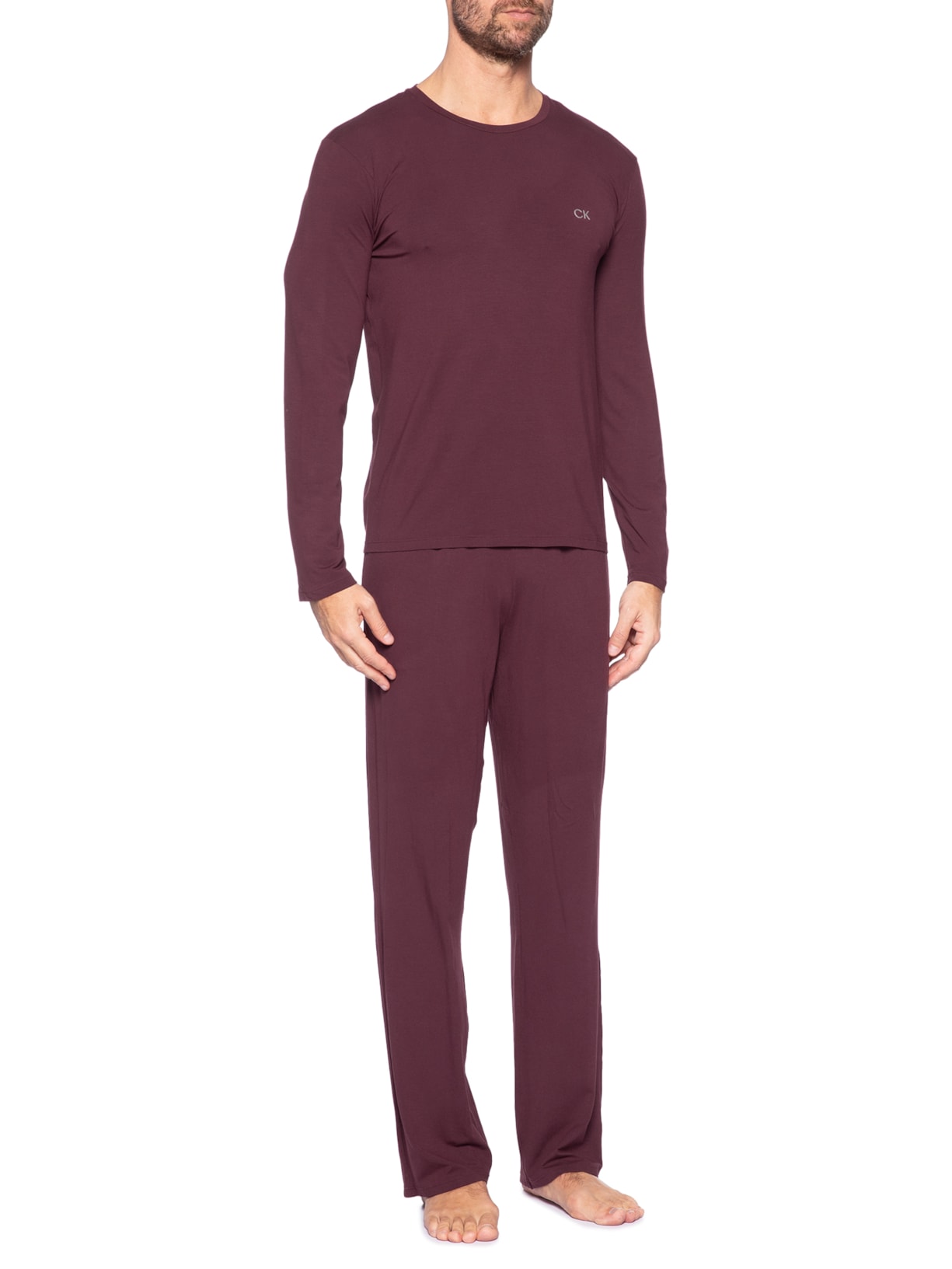 Pijama Masculino Manga Longa Com Calça CK Modal Vermelho Calvin Klein Underwear