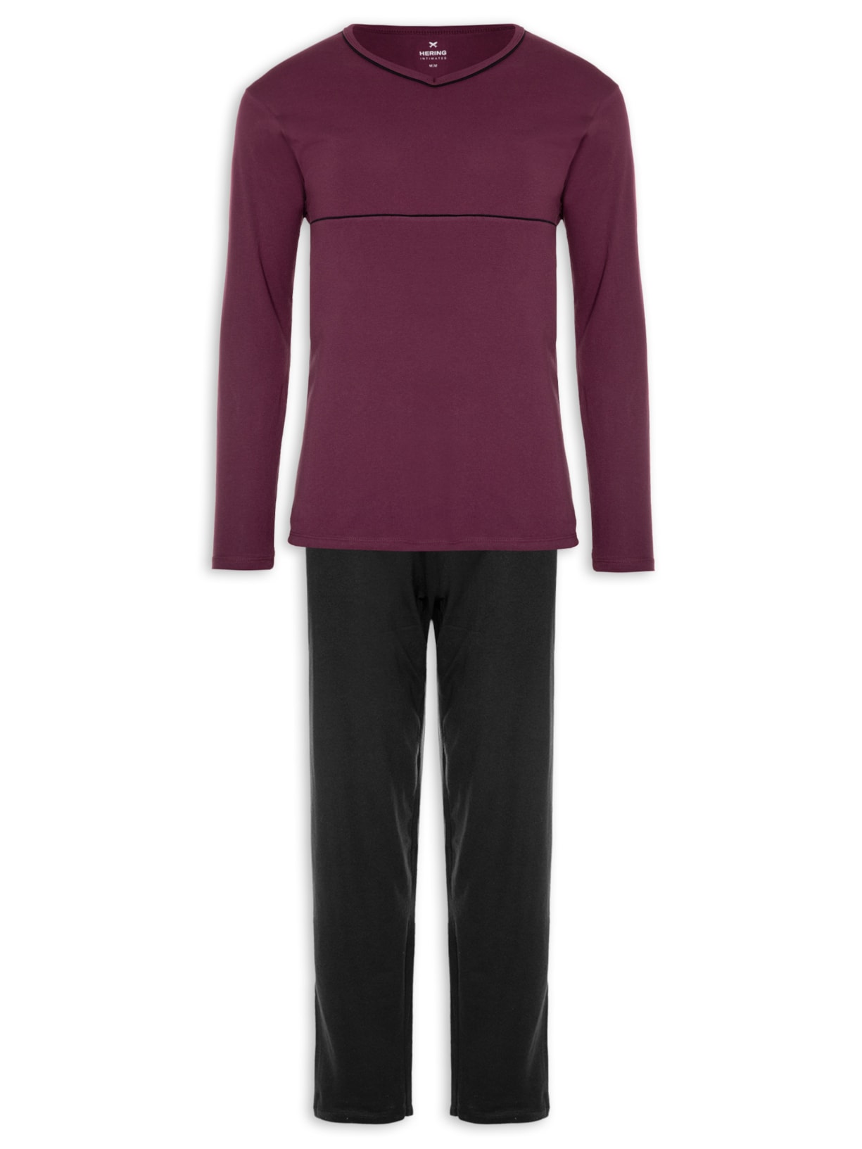 Pijama Masculino Manga Longa - Vinho