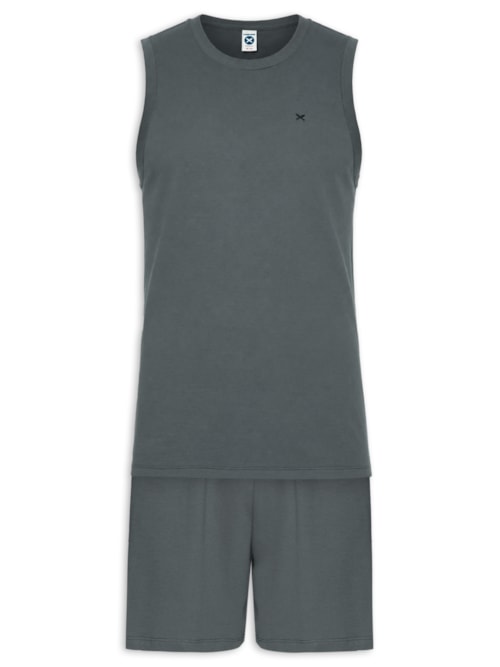 Pijama Masculino Regata Em Algodão – Cinza