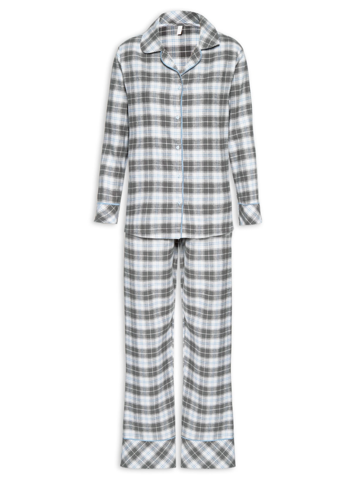 Pijaman Feminino Manga Longa Flanela Eduarda - Cinza