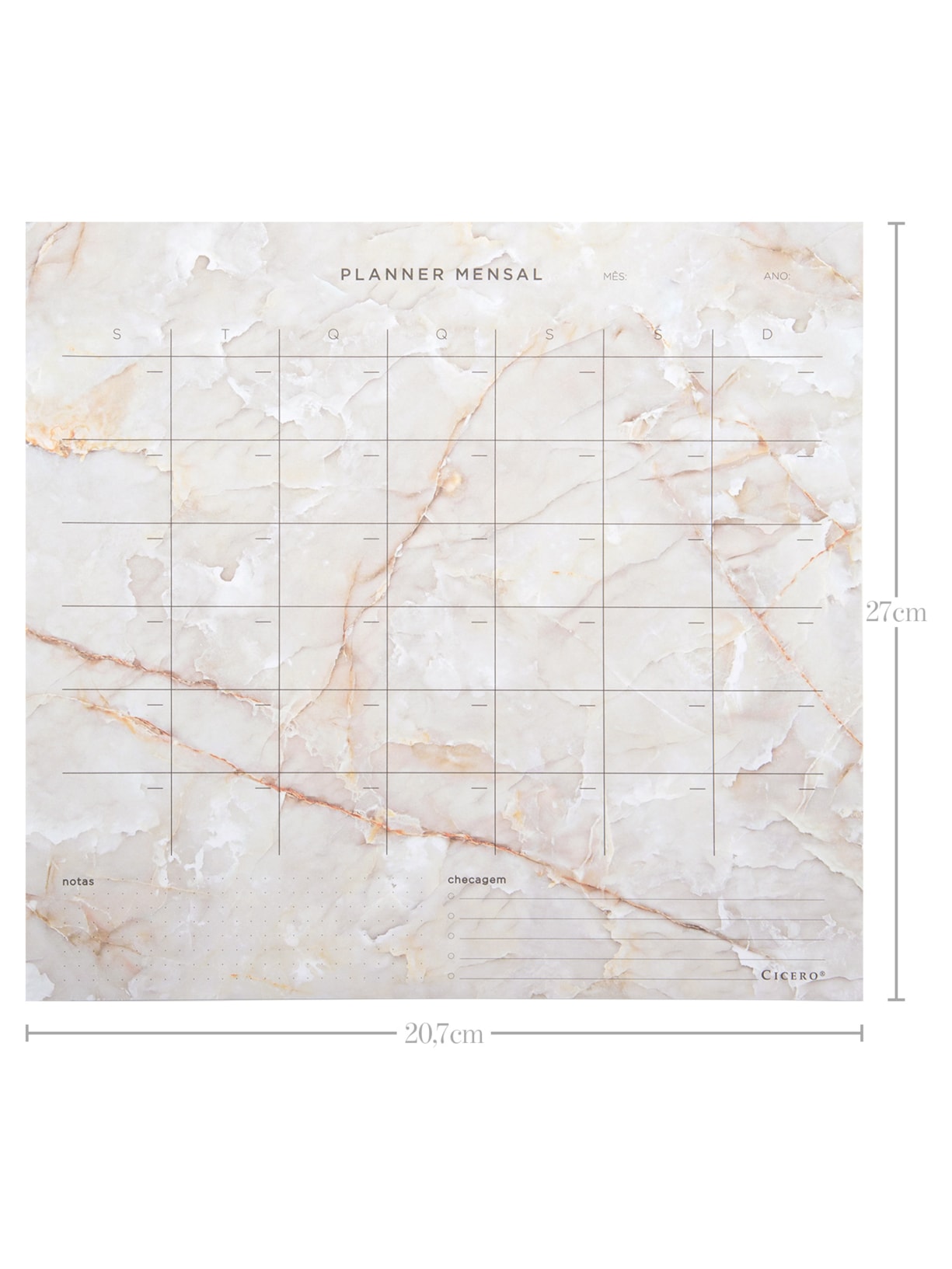 Planner Bloco Minerais Mensal Off White Cícero Papelaria