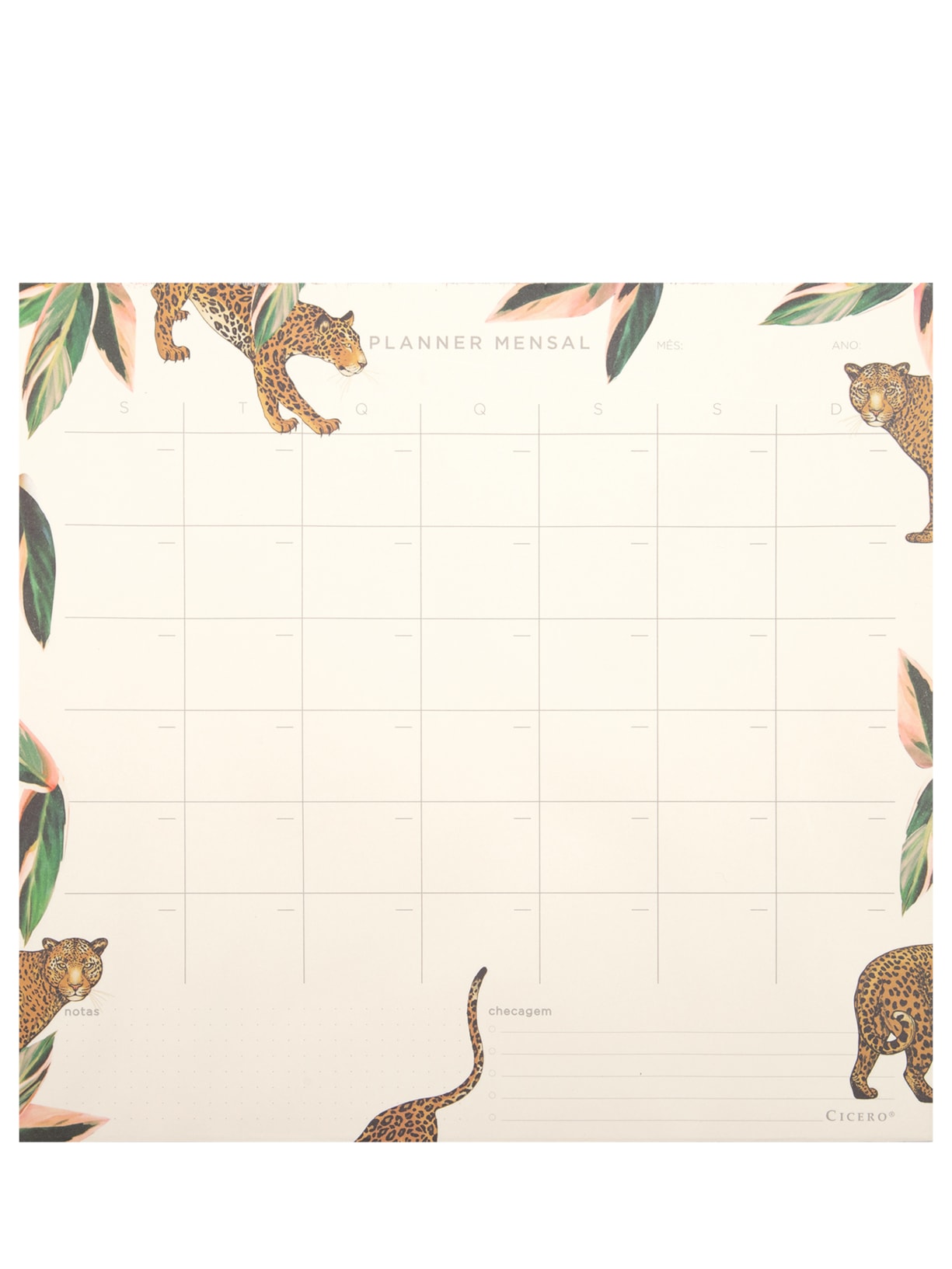Planner Bloco Onças Mensal - Off White
