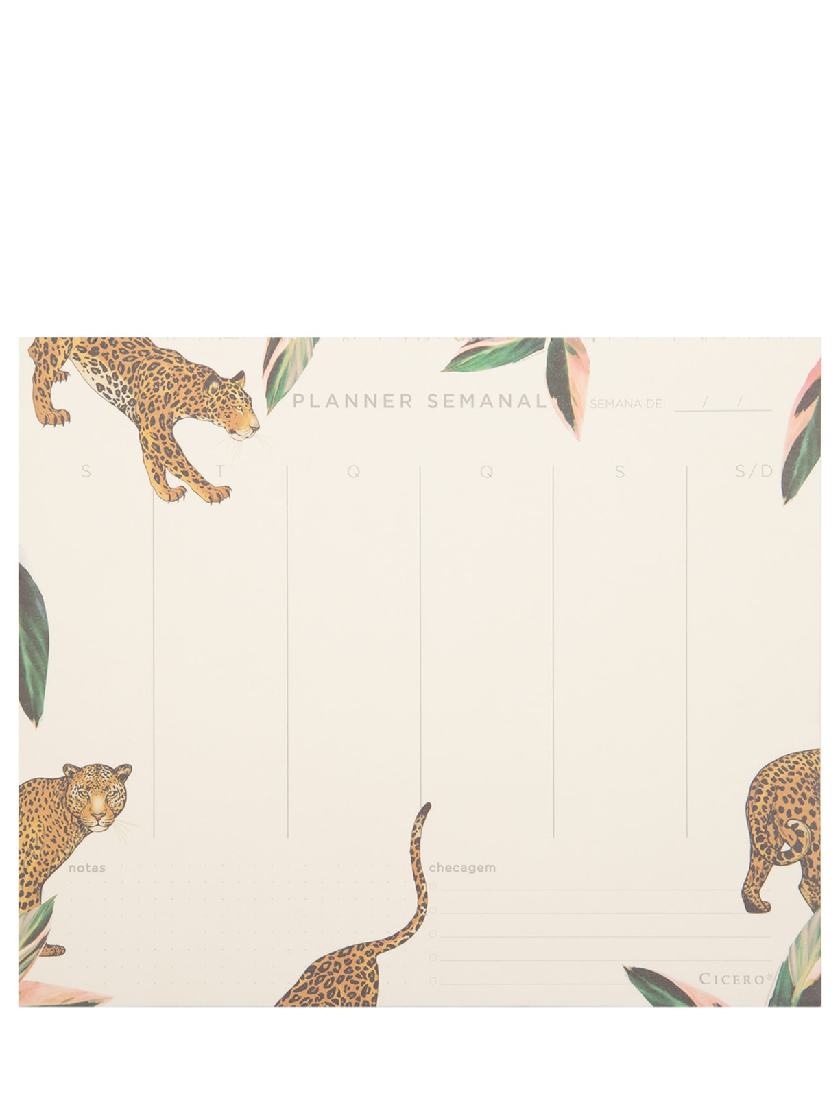 Planner Bloco Onças Semanal - Off White