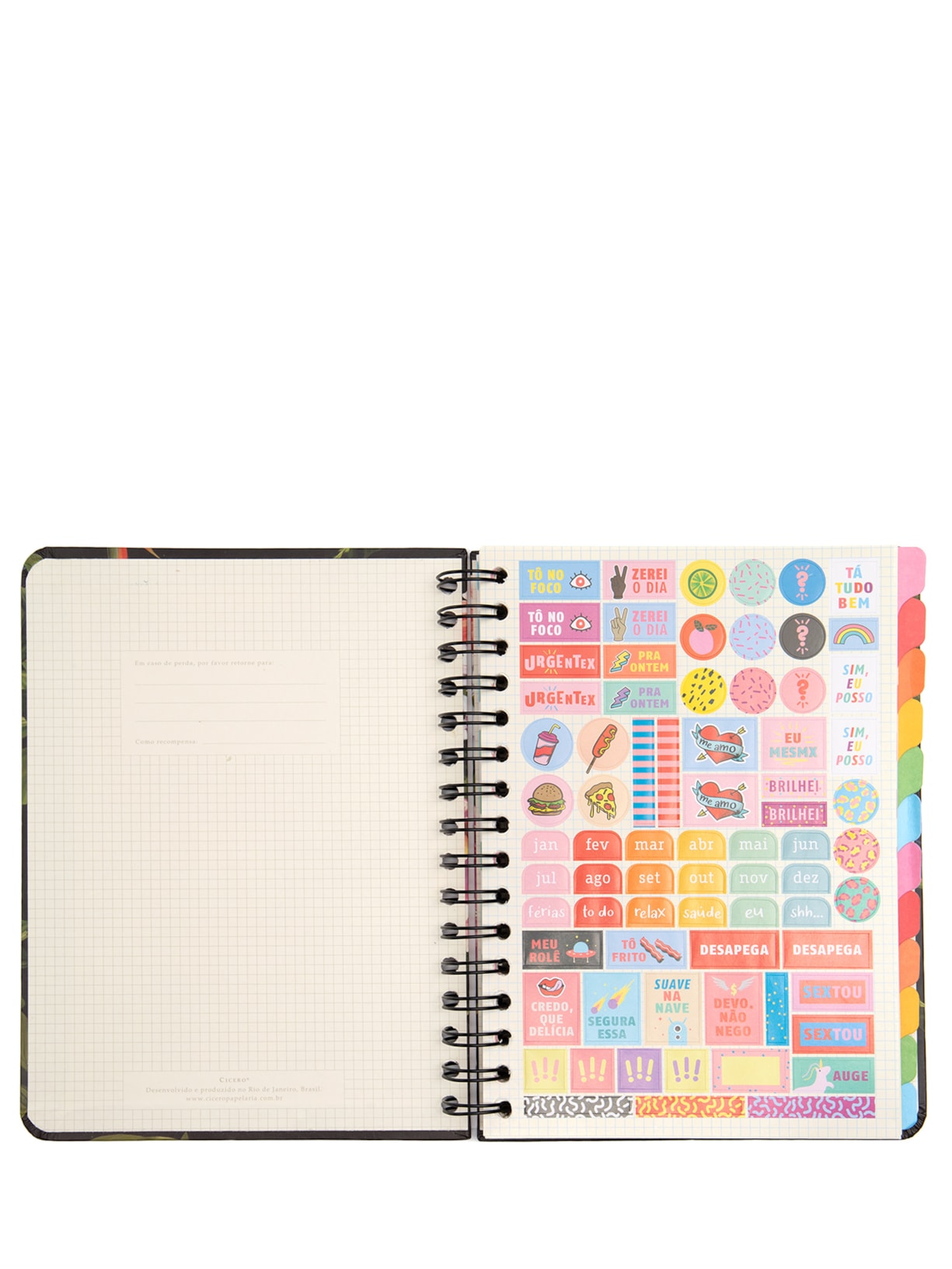 Planner Wire-o Tropical Semanal A5 Fauna Preto Cícero Papelaria