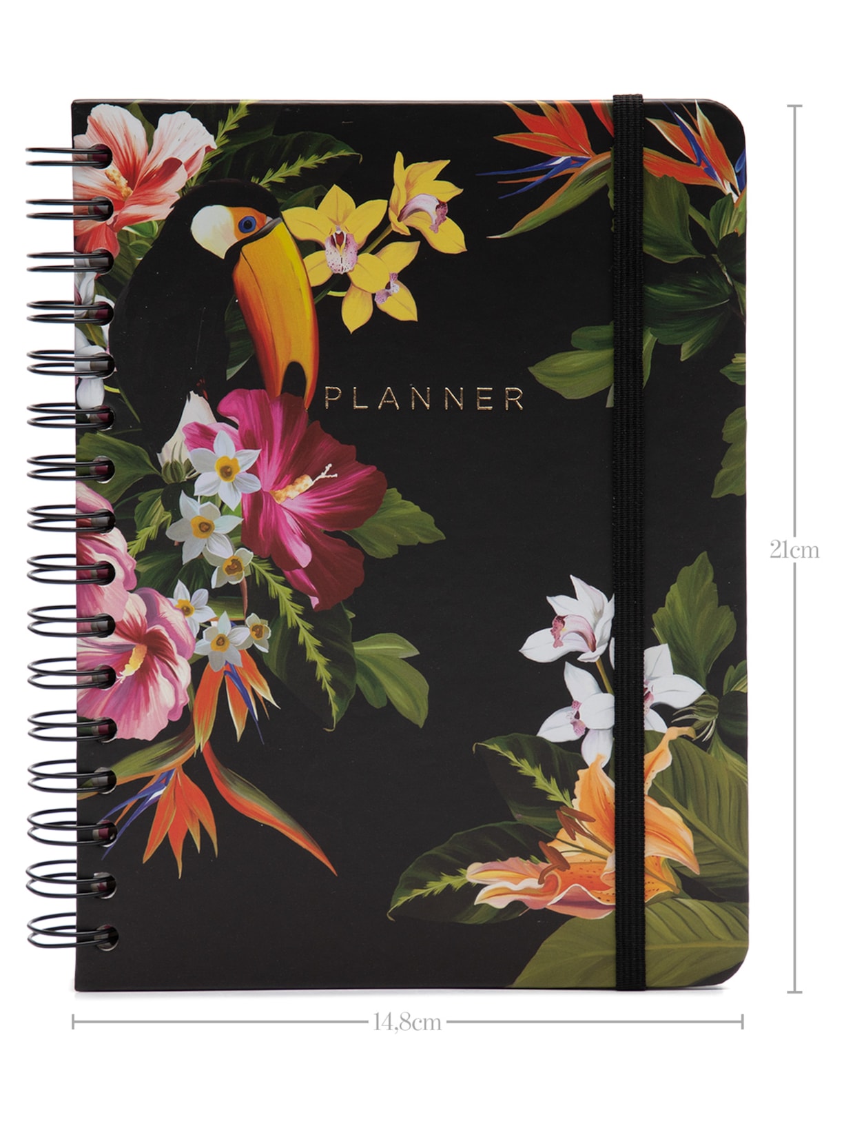 Planner Wire-o Tropical Semanal A5 Fauna Preto Cícero Papelaria