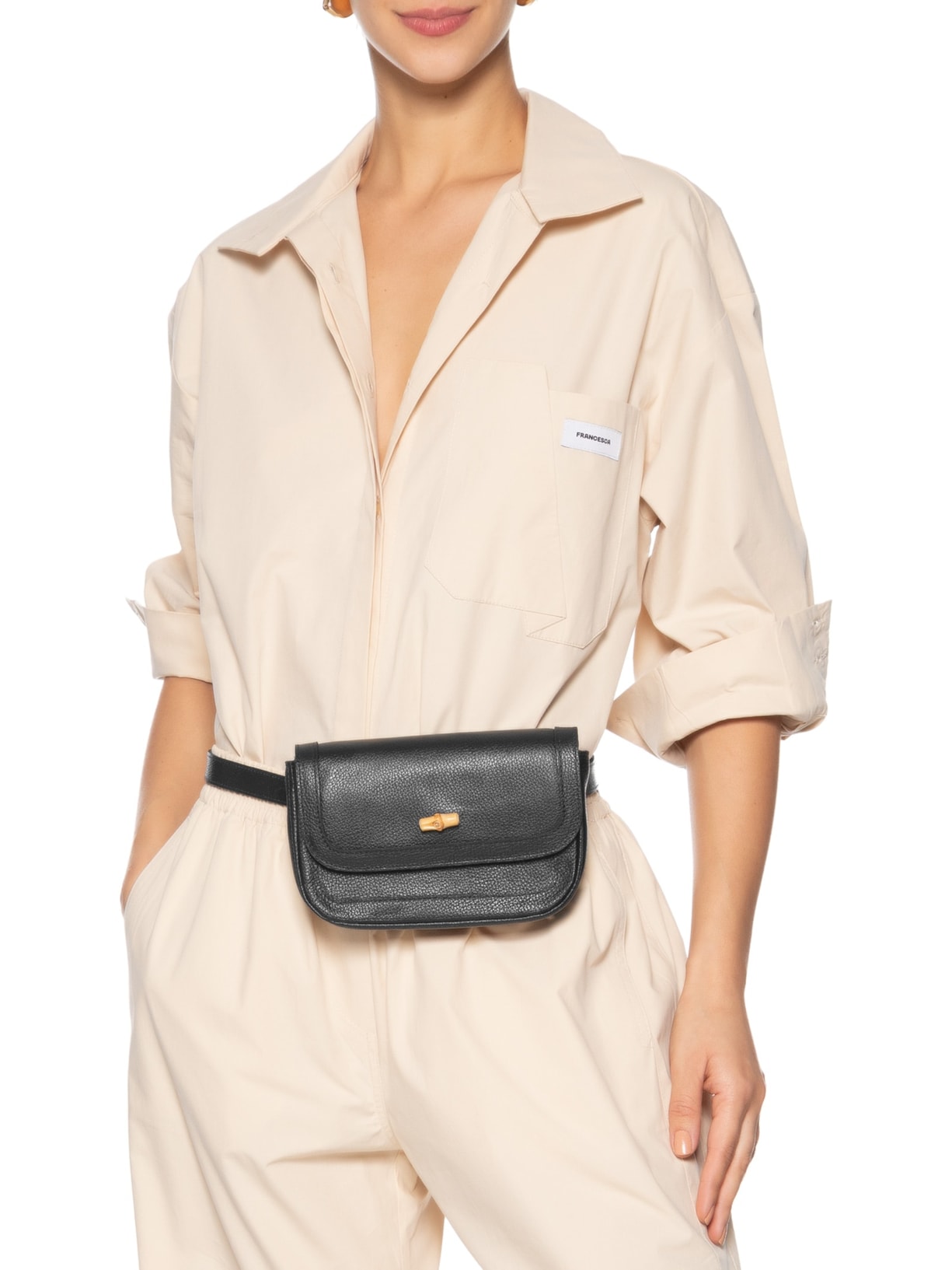 Pochete Feminina Maya Couro Preto Glorinha Paranaguá