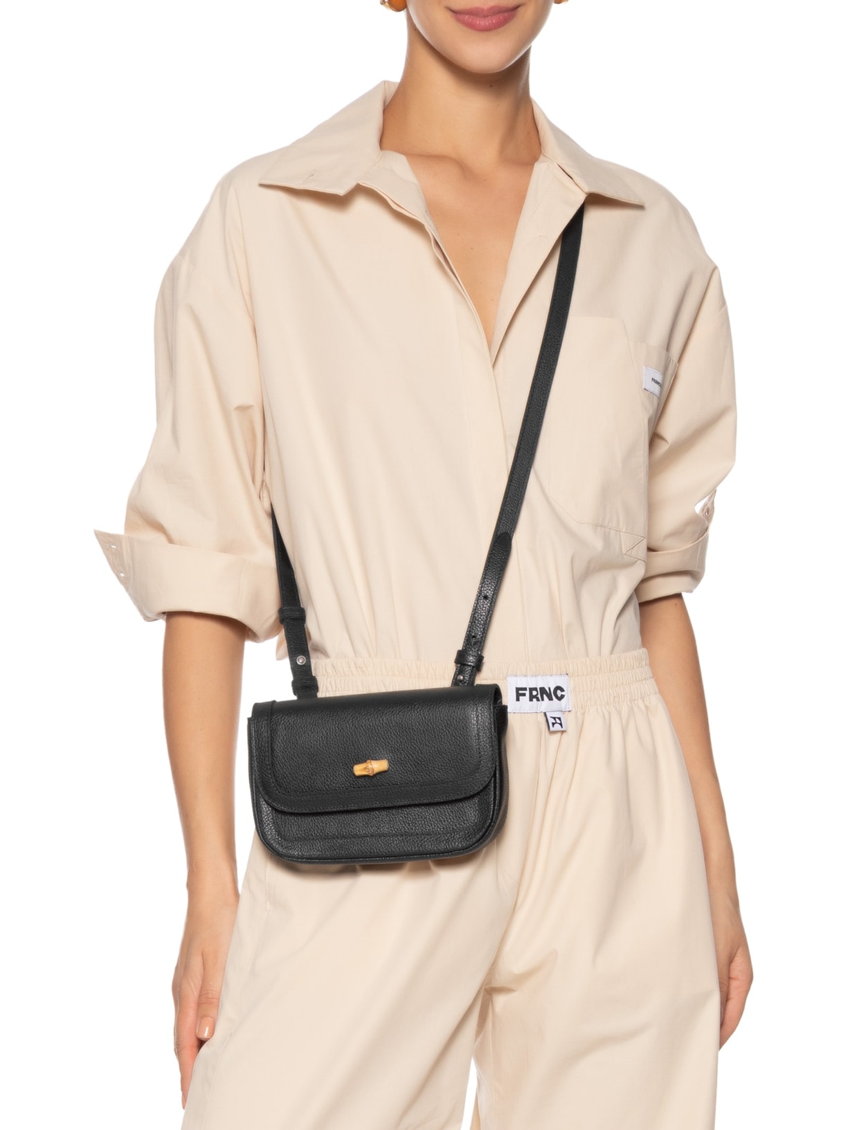 Pochete Feminina Maya Couro Preto Glorinha Paranaguá