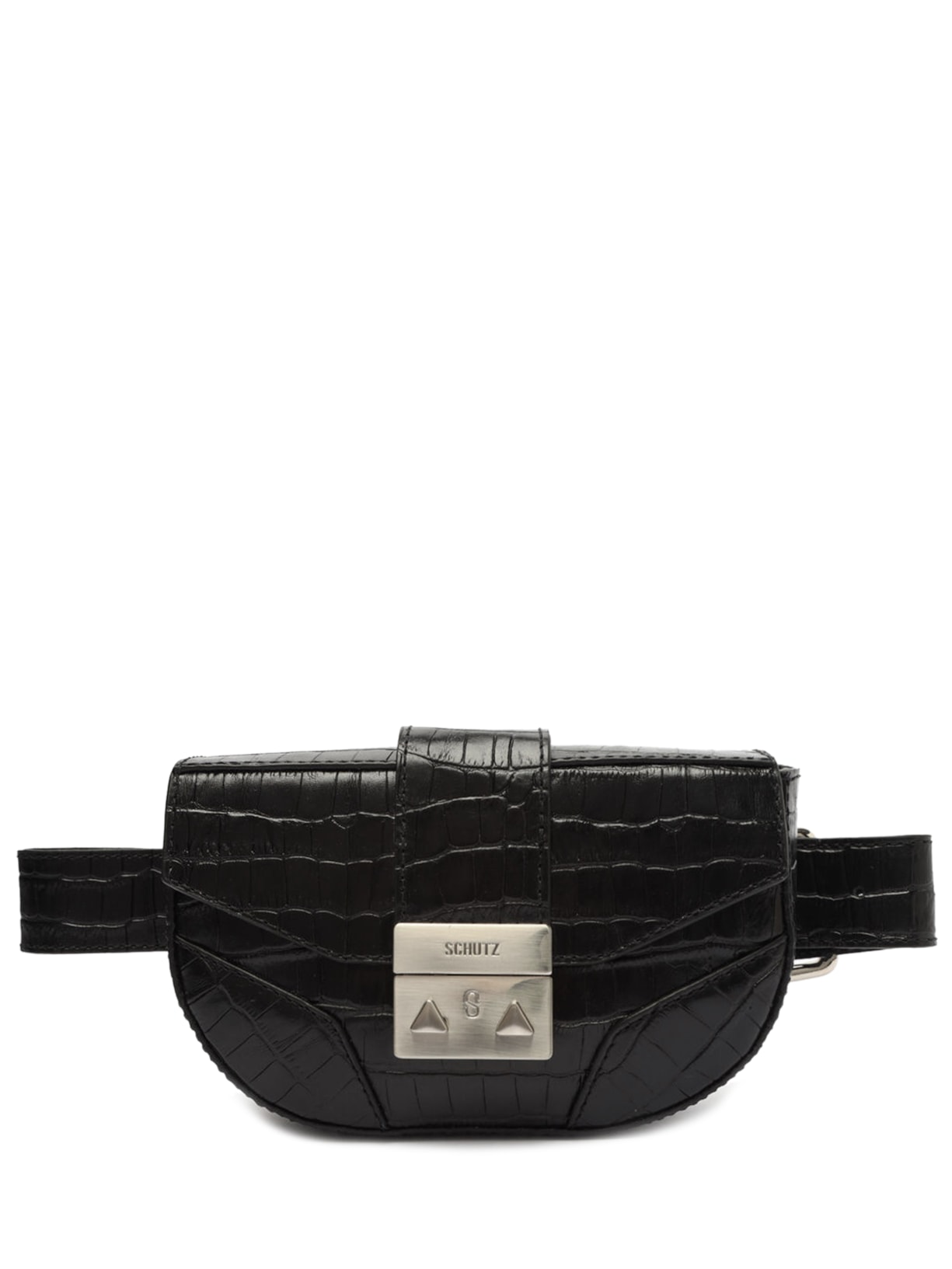 Pochete Feminina Roxie Couro Croco - Preto
