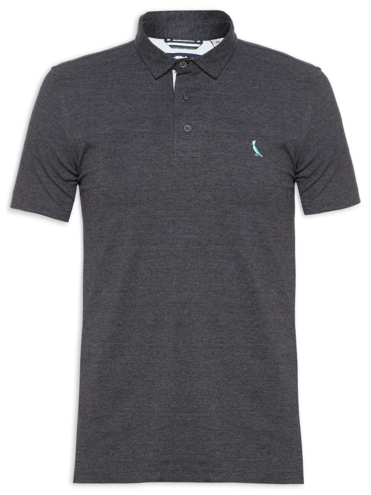 Polo Cont. Piquet Pala Interna Listrada - Cinza