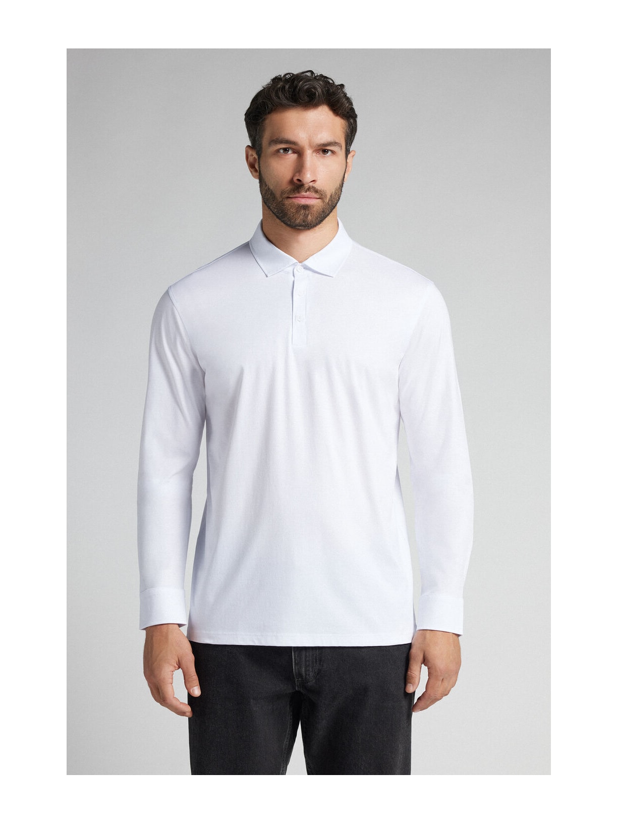 Polo De Manga Comprida Em Algodão Premium Branco Intimissimi