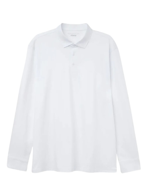 Polo De Manga Comprida Em Algodão Premium - Branco