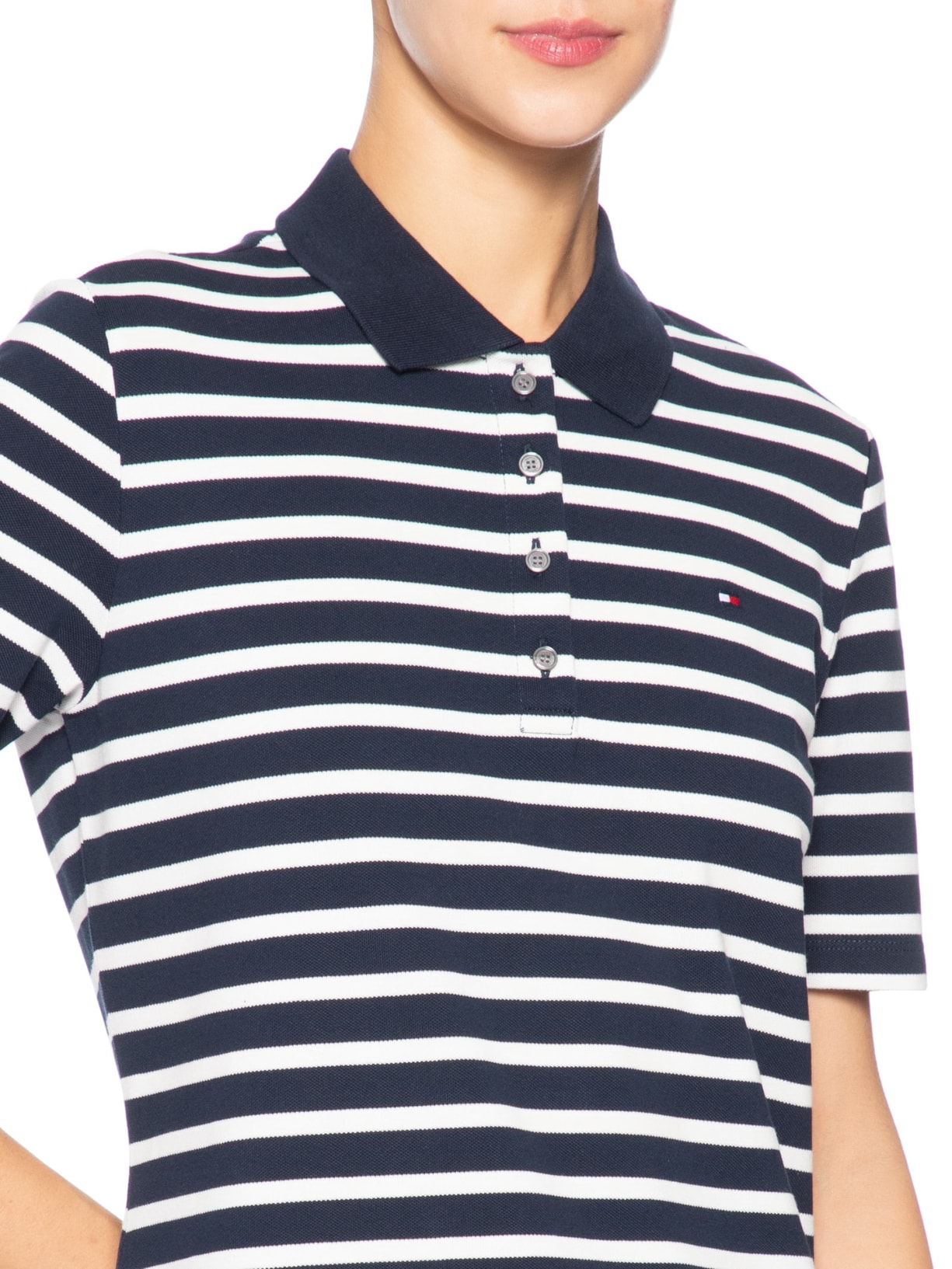Pólo Feminina 1985 Regular Pique SS Azul Tommy Hilfiger