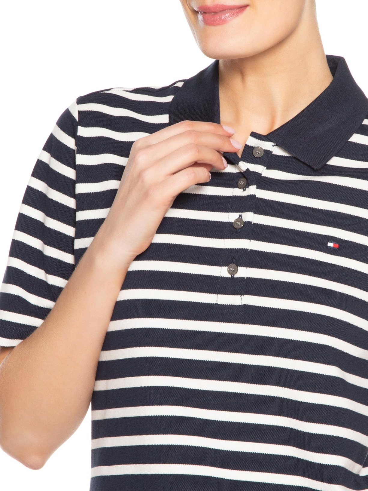 Pólo Feminina 1985 Regular Pique SS Azul Tommy Hilfiger