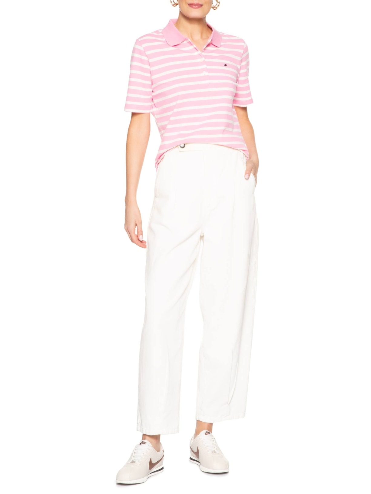 Pólo Feminina 1985 Regular Pique SS Rosa Tommy Hilfiger