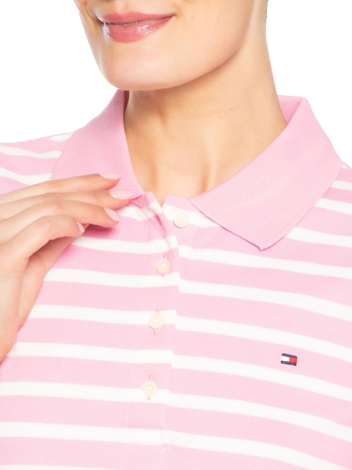 Pólo Feminina 1985 Regular Pique SS Rosa Tommy Hilfiger