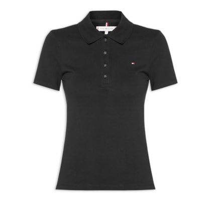 Polo Feminina 1985 Slim Piquet - Preto