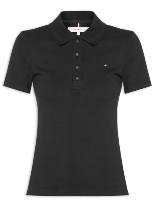 Polo Feminina 1985 Slim Piquet - Preto