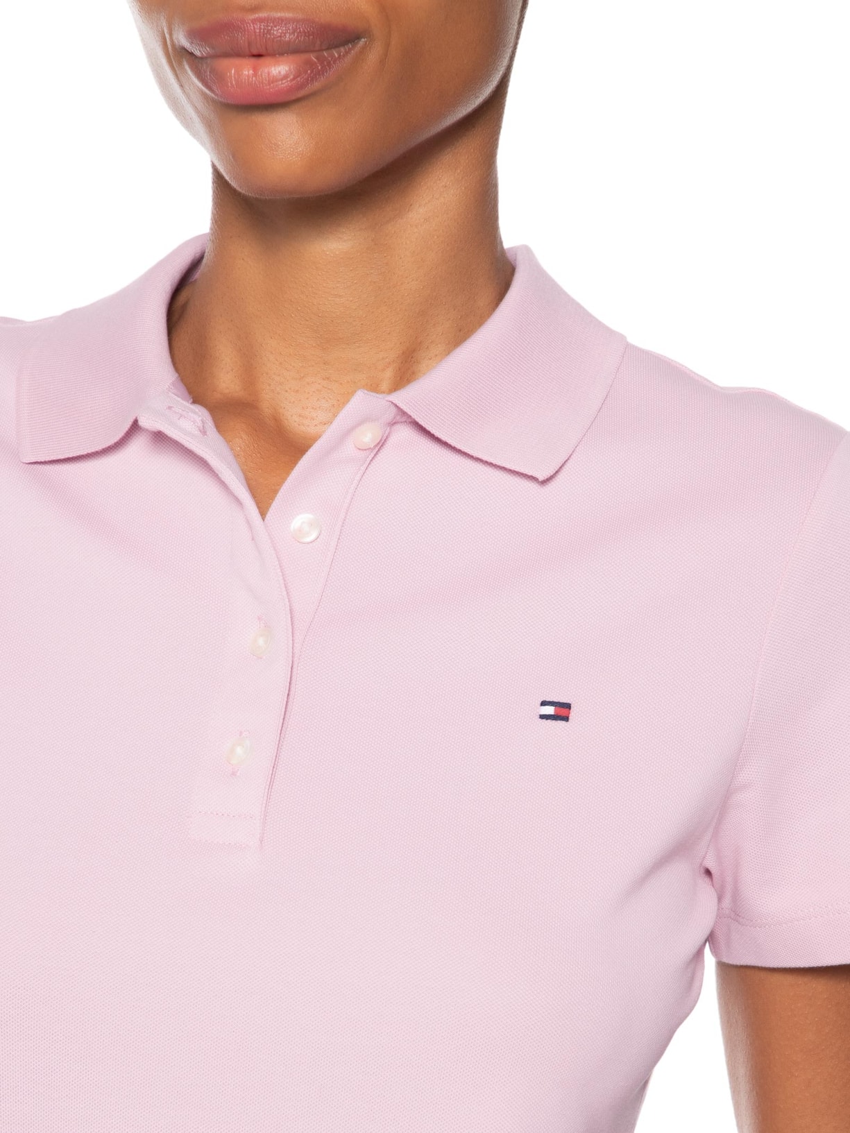 Polo Feminina 1985 Slim Piquet Rosa Tommy Hilfiger