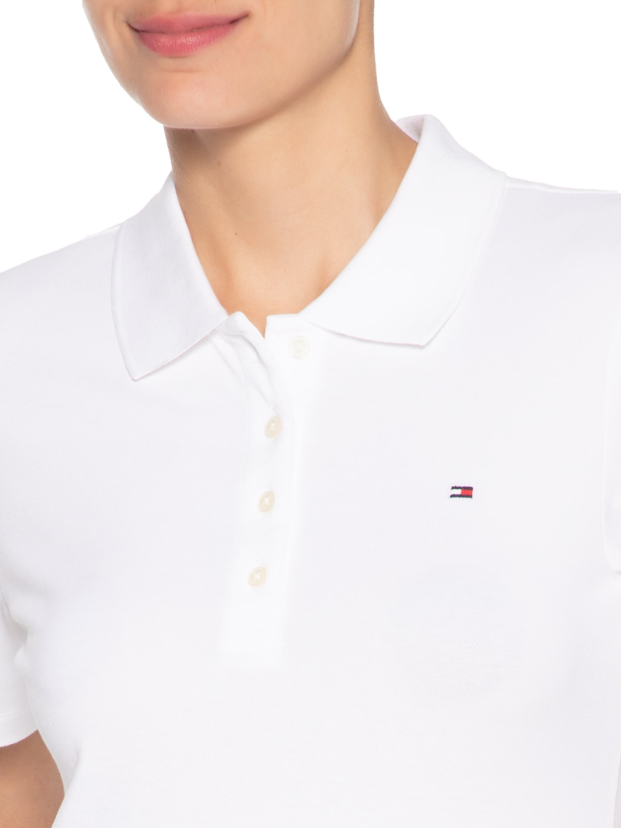 Polo Feminina 1985 Slim Piquet SS Branco Tommy Hilfiger