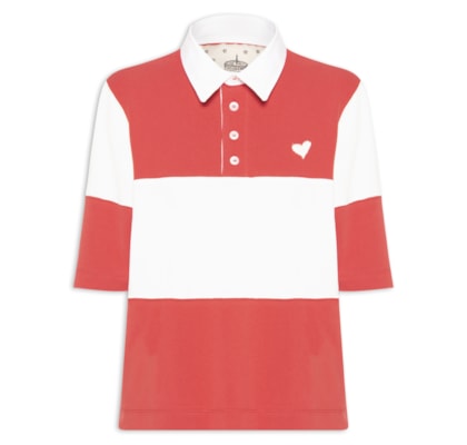 Polo Feminina Bicolor - Vermelho