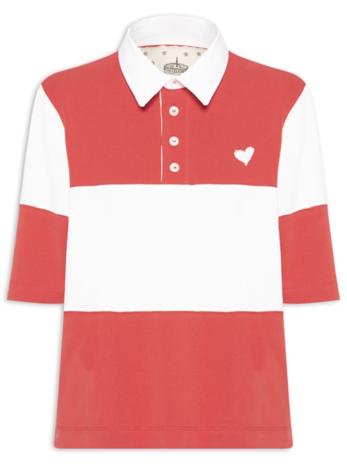 Polo Feminina Bicolor - Vermelho