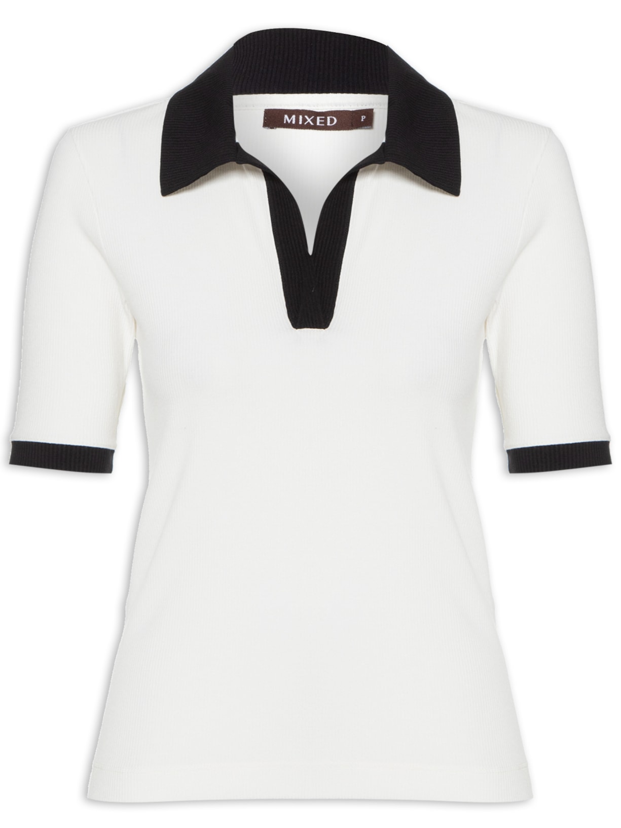 Polo Feminina Bicolore - Off White