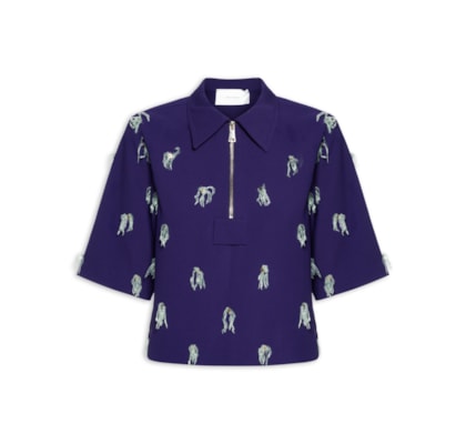 Polo Feminina Bordada - Roxo