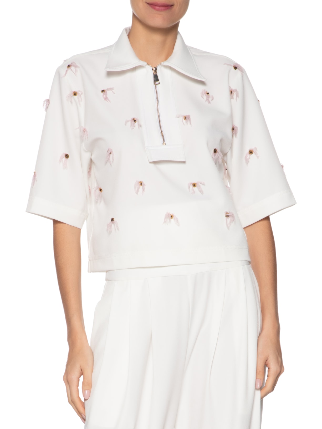 Polo Feminina Bordado Branco Vico Studio