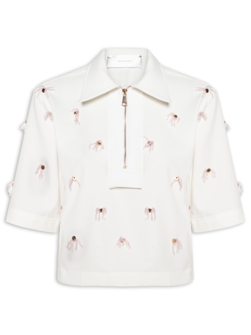 Polo Feminina Bordado - Branco