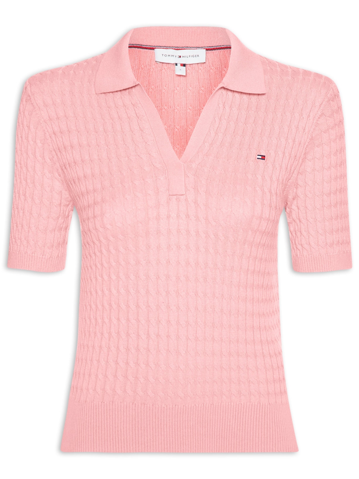 Polo Feminina Co Cable Fine GG Slm Rosa Tommy Hilfiger