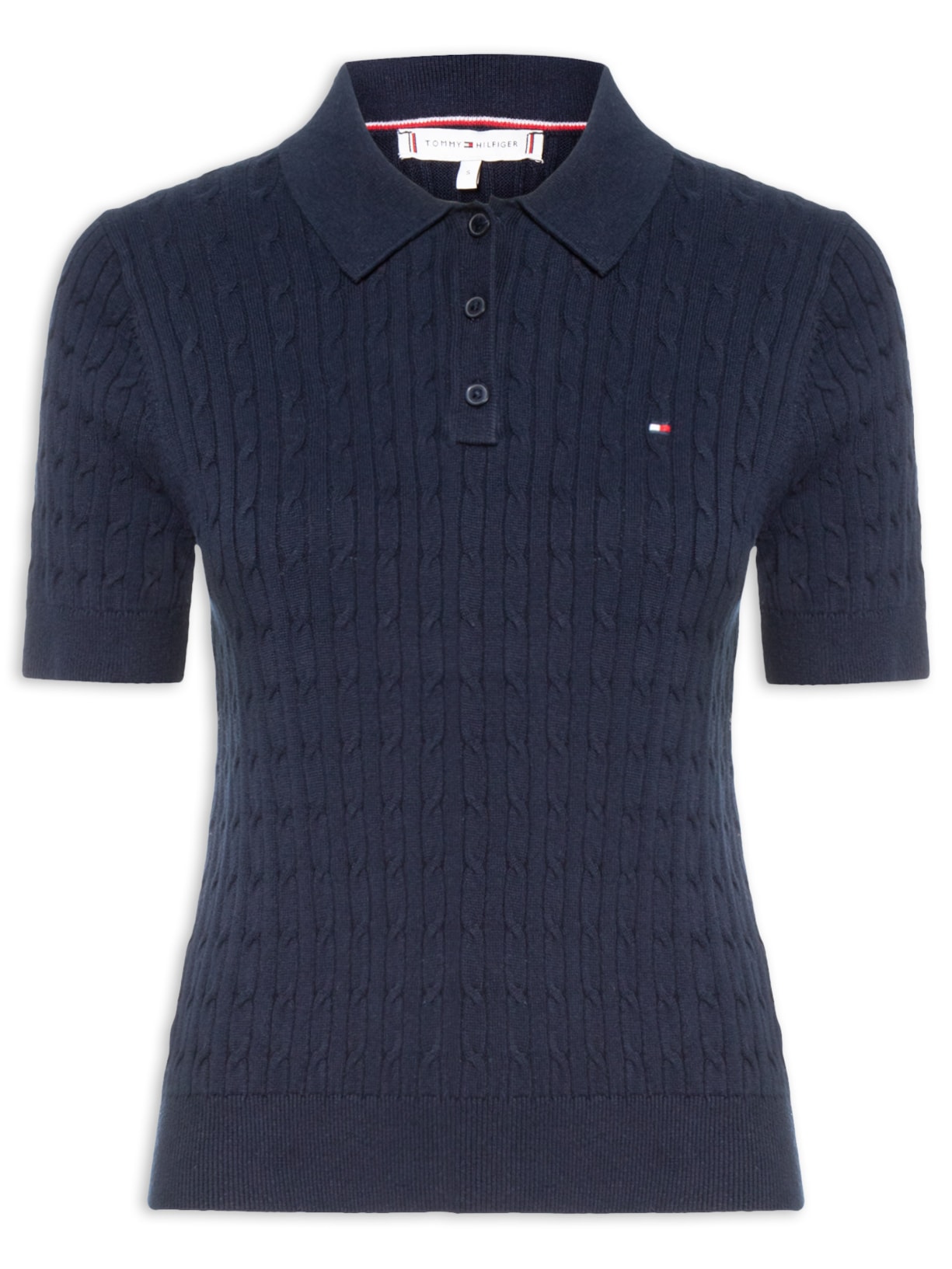 Polo Feminina Co Cable S/S NK Azul Tommy Hilfiger