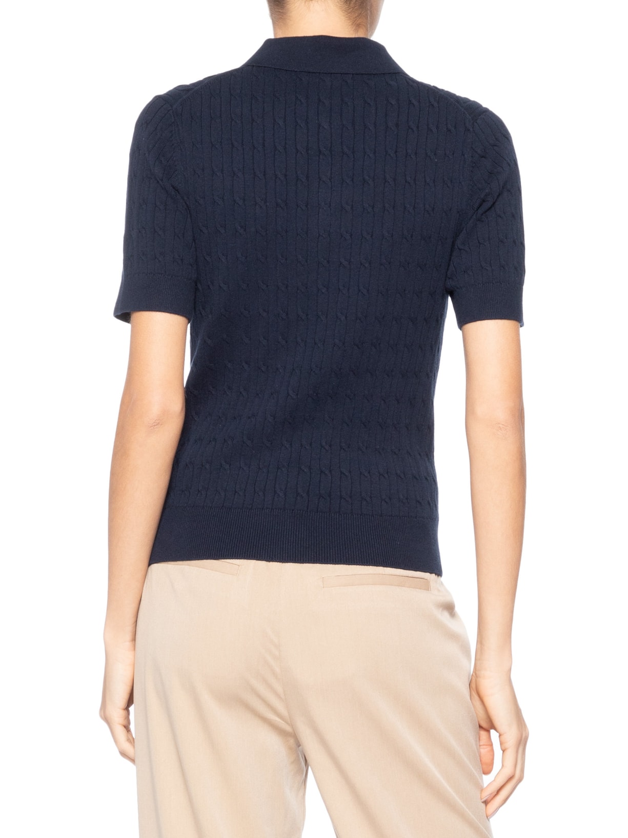 Polo Feminina Co Cable S/S NK Azul Tommy Hilfiger