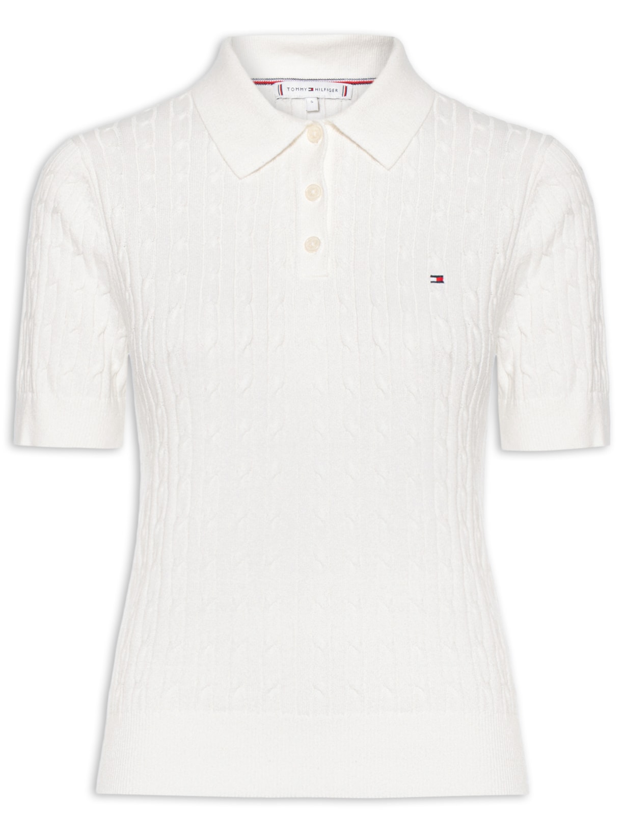 Polo Feminina Co Cable S/S NK - Branco