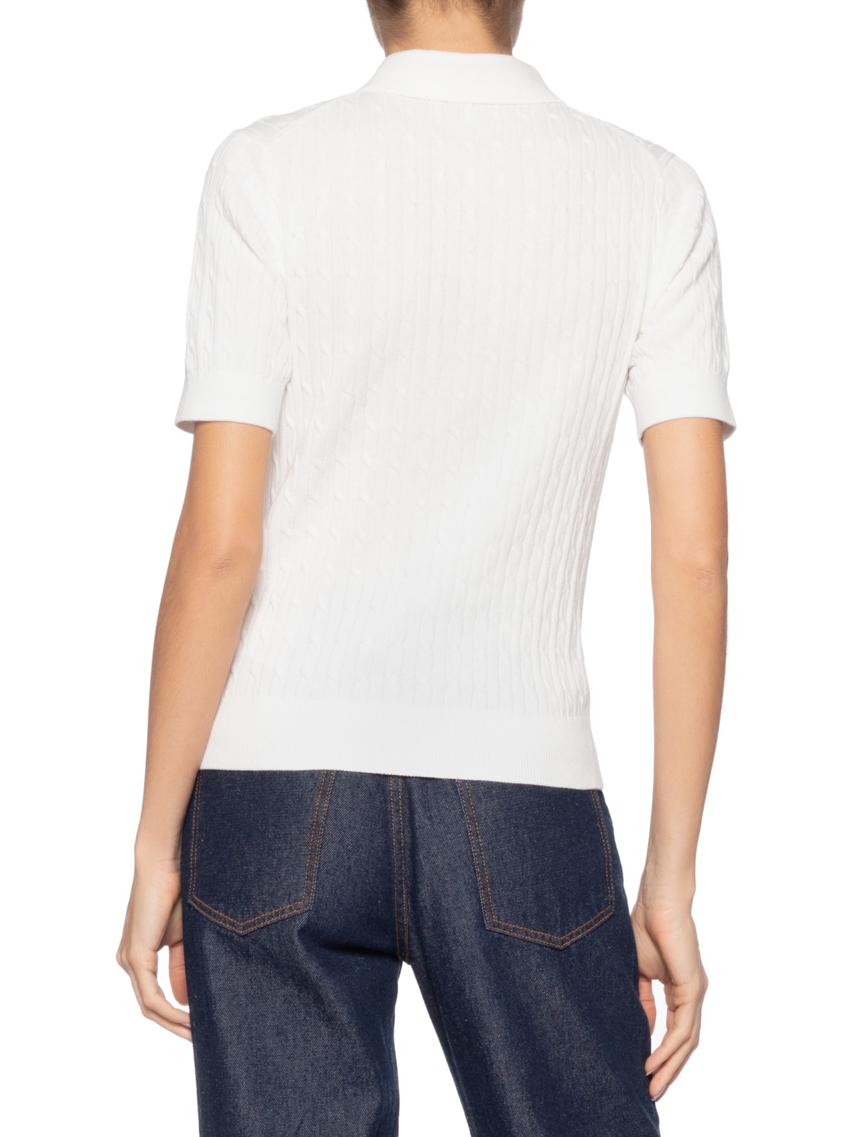 Polo Feminina Co Cable S/S NK Branco Tommy Hilfiger