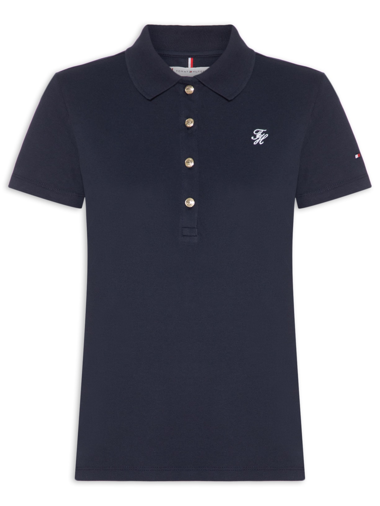 Polo Feminina Co Piquê S/S Script - Azul