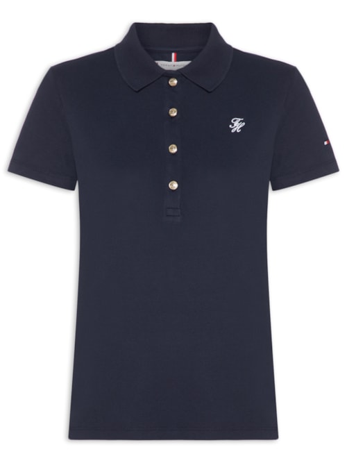 Polo Feminina Co Piquê S/S Script - Azul