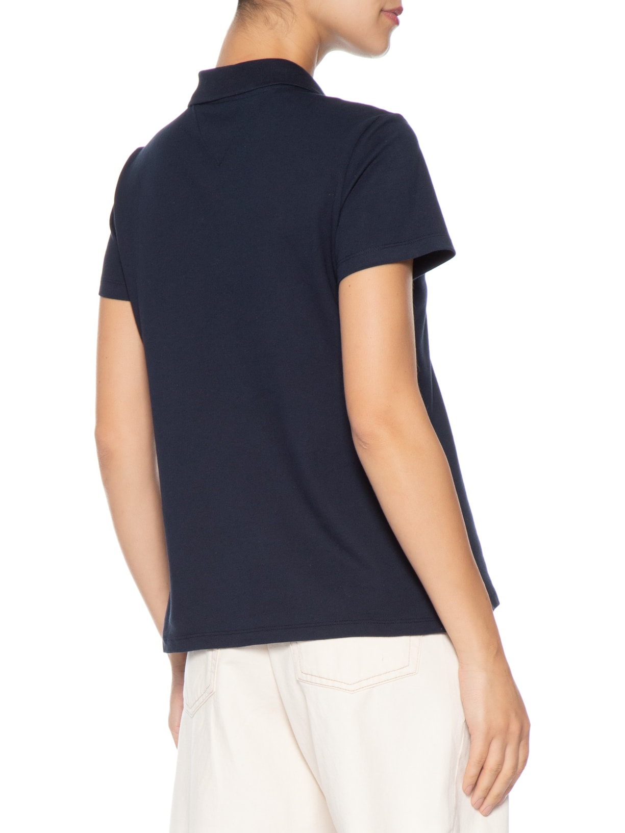 Polo Feminina Co Piquê S/S Script Azul Tommy Hilfiger