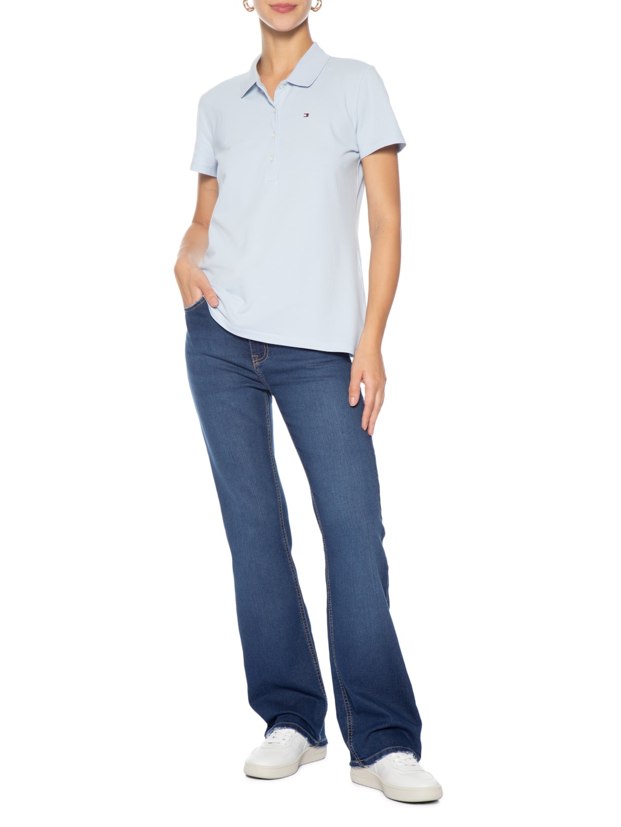 Polo Feminina Cotton Piquê Classic Azul Tommy Hilfiger