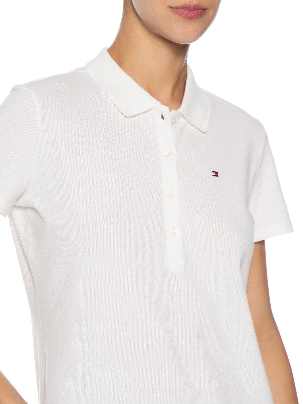 Polo Feminina Cotton Piquê Classic Branco Tommy Hilfiger