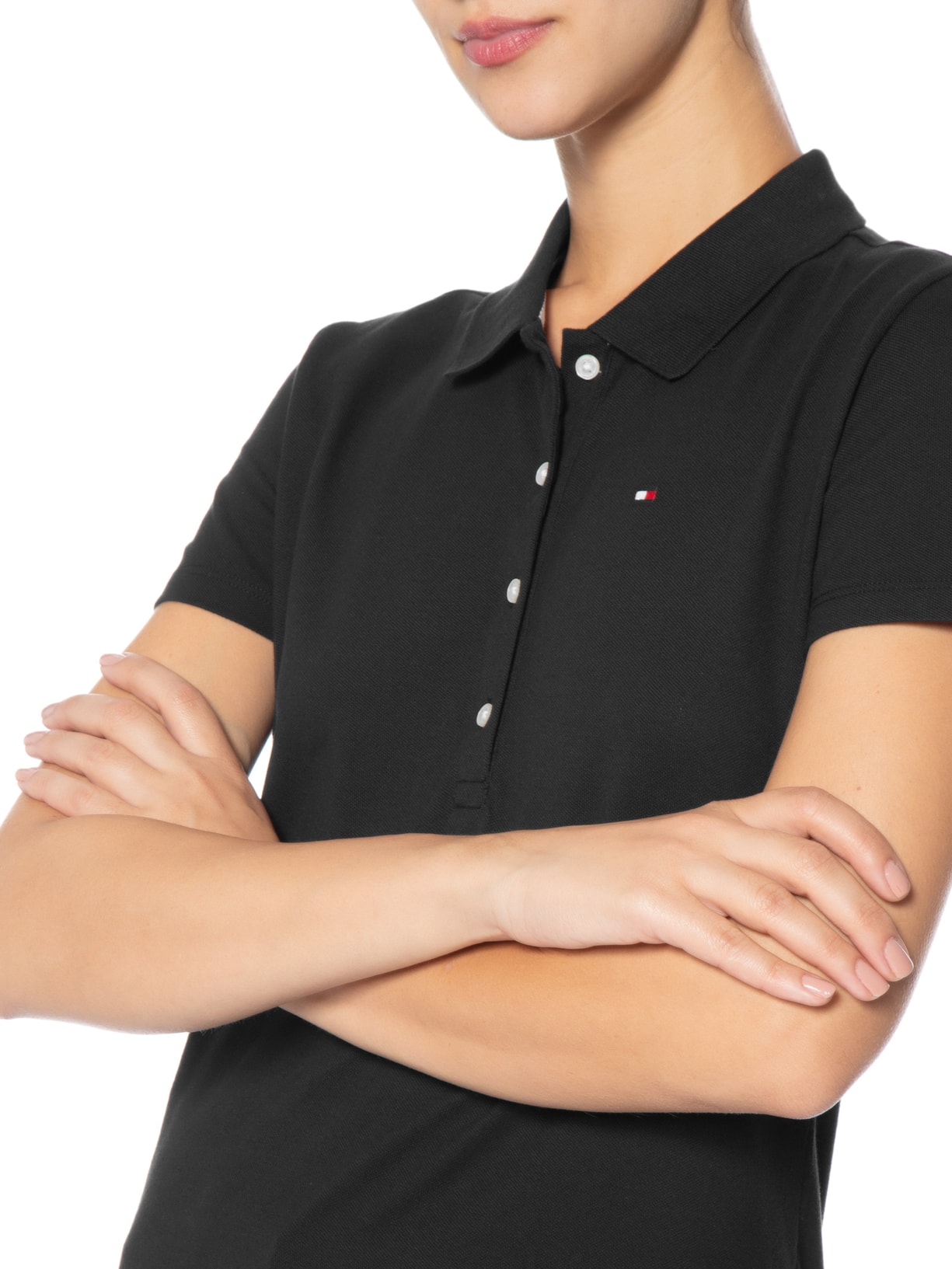 Polo Feminina Cotton Piquê Classic Preto Tommy Hilfiger
