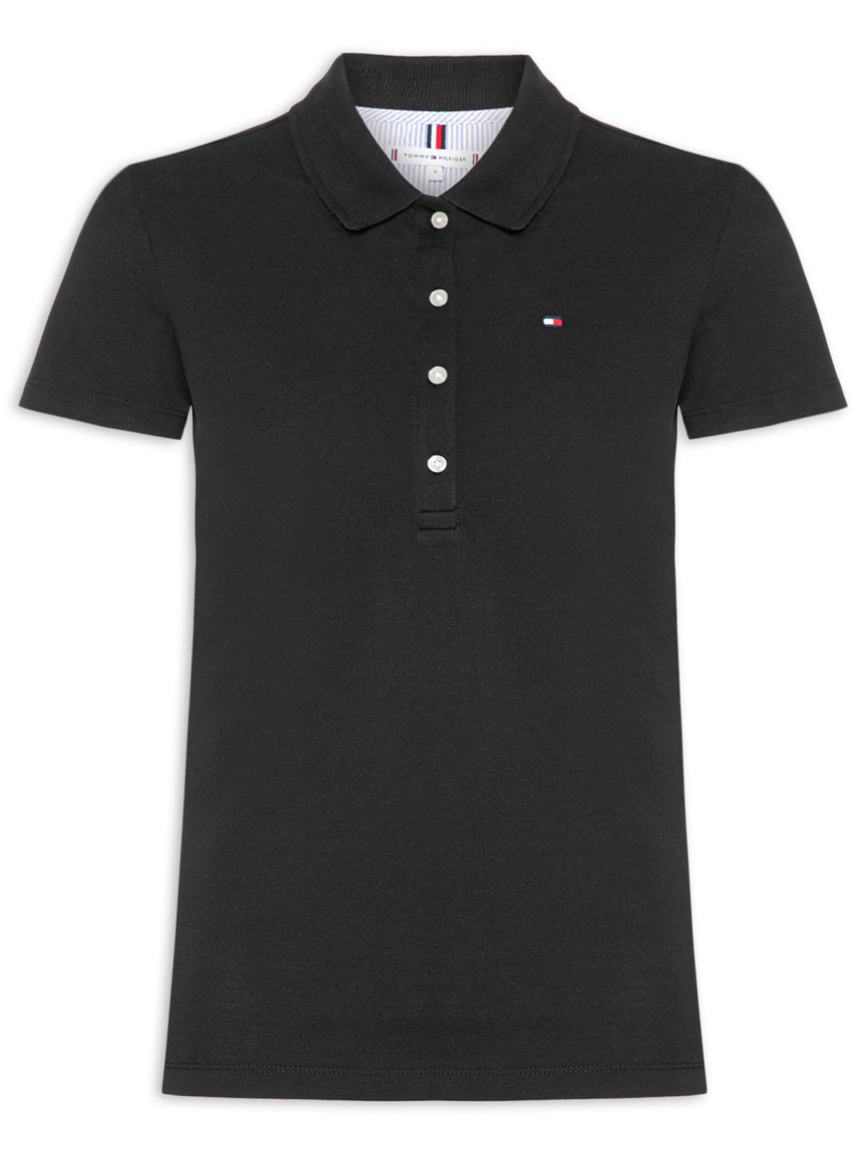 Polo Feminina Cotton Piquê Classic Preto Tommy Hilfiger