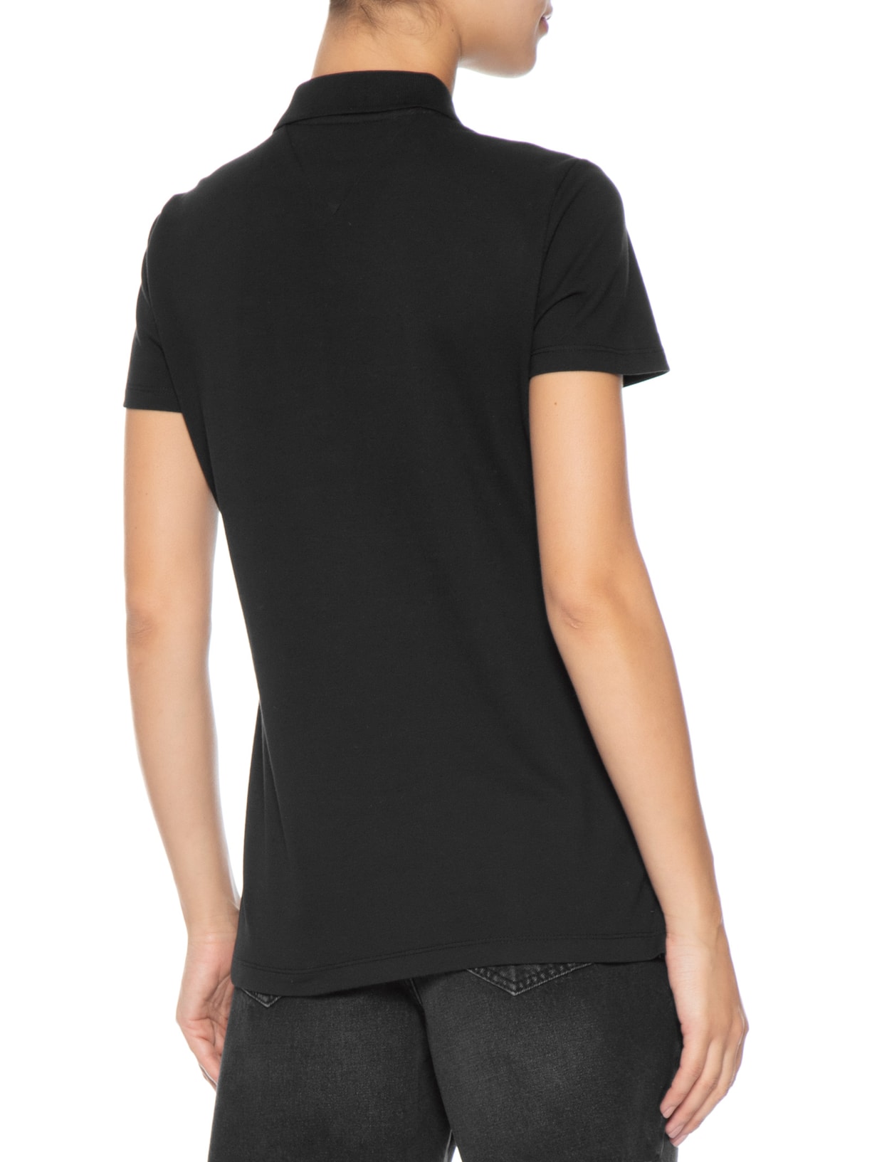 Polo Feminina Cotton Piquê Classic Preto Tommy Hilfiger