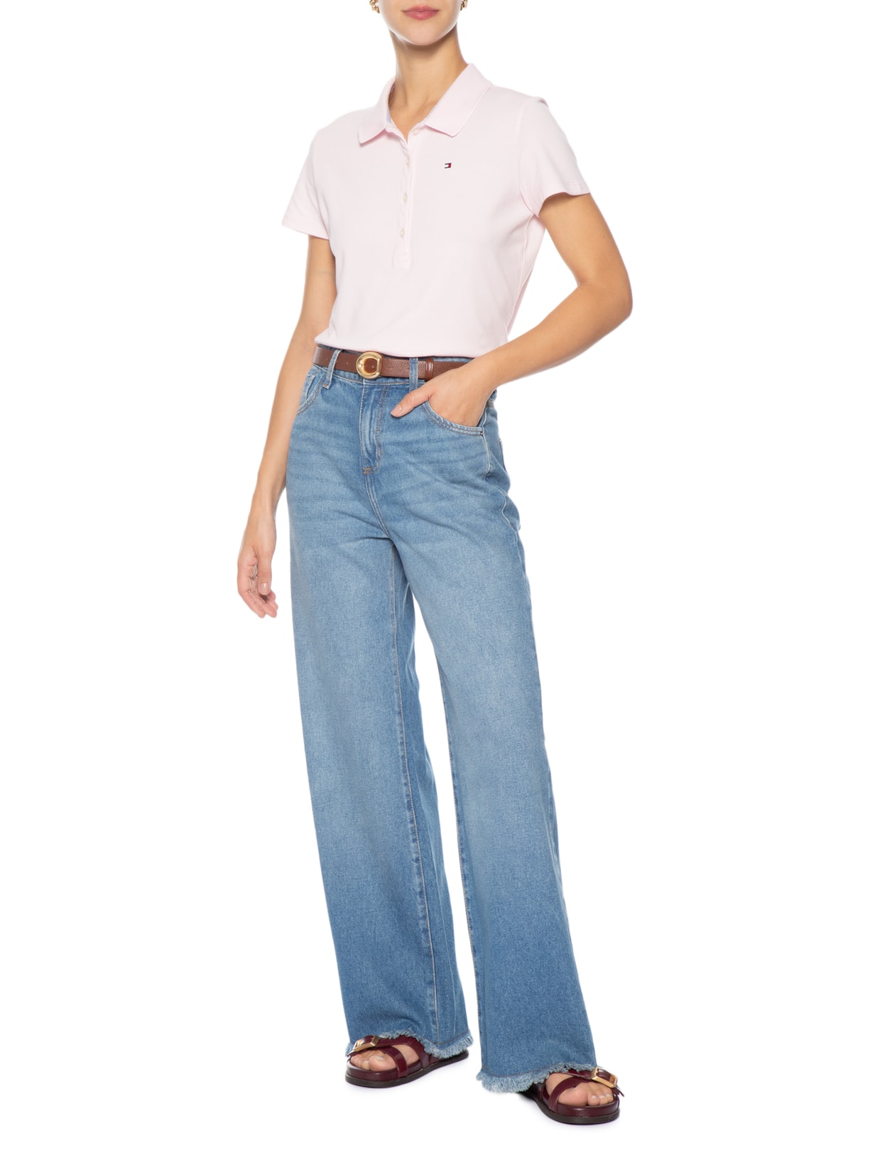 Polo Feminina Cotton Piquê Classic Rosa Tommy Hilfiger