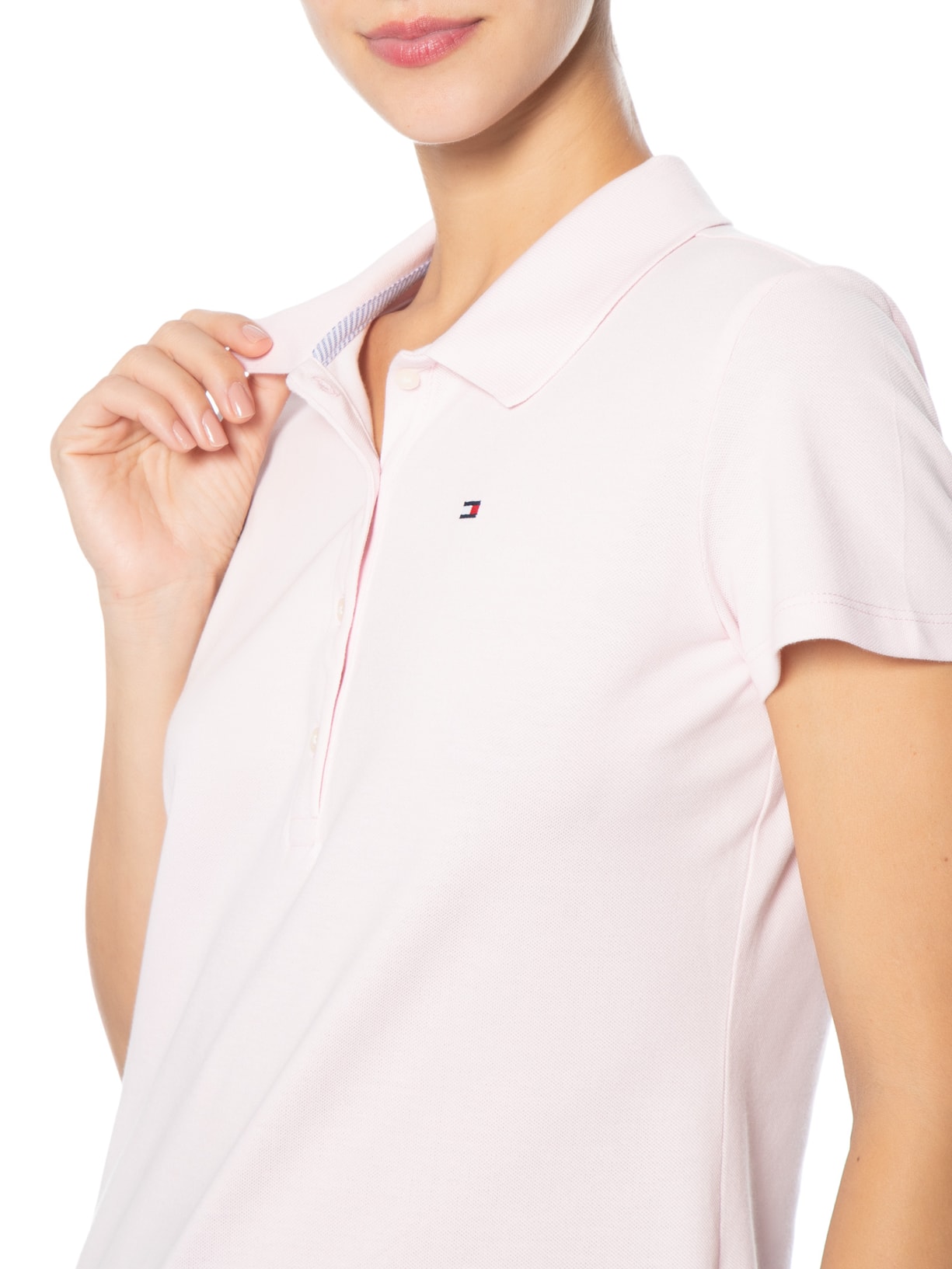 Polo Feminina Cotton Piquê Classic Rosa Tommy Hilfiger