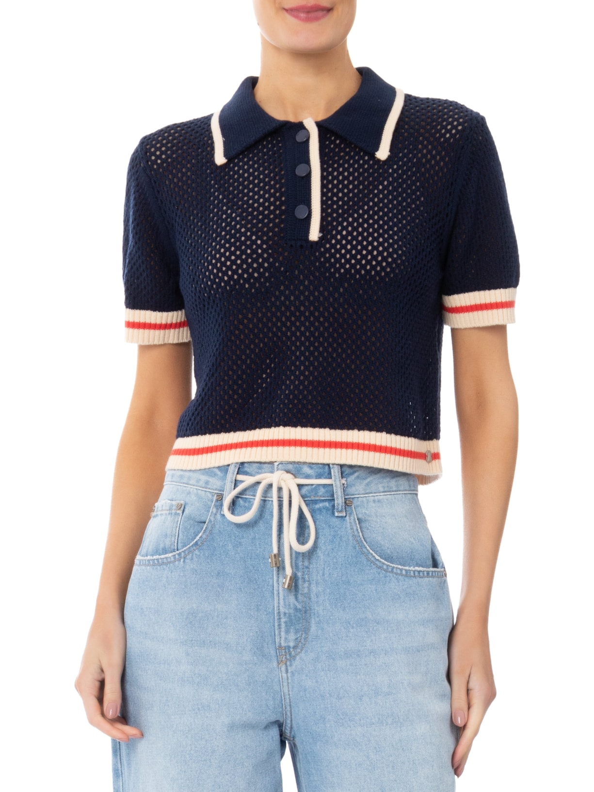 Polo Feminina de Tricot – Azul Animale Jeans