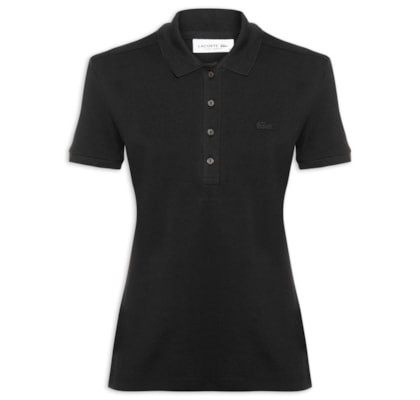 Polo Feminina Em Piquet Algodão Com Strech - Preto